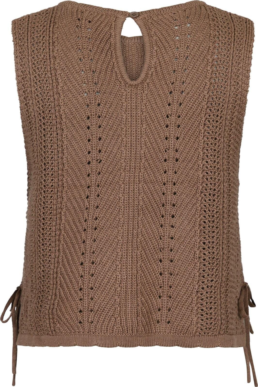 Neo Noir - Aritza Crochet Knit Top - Dusty Brown