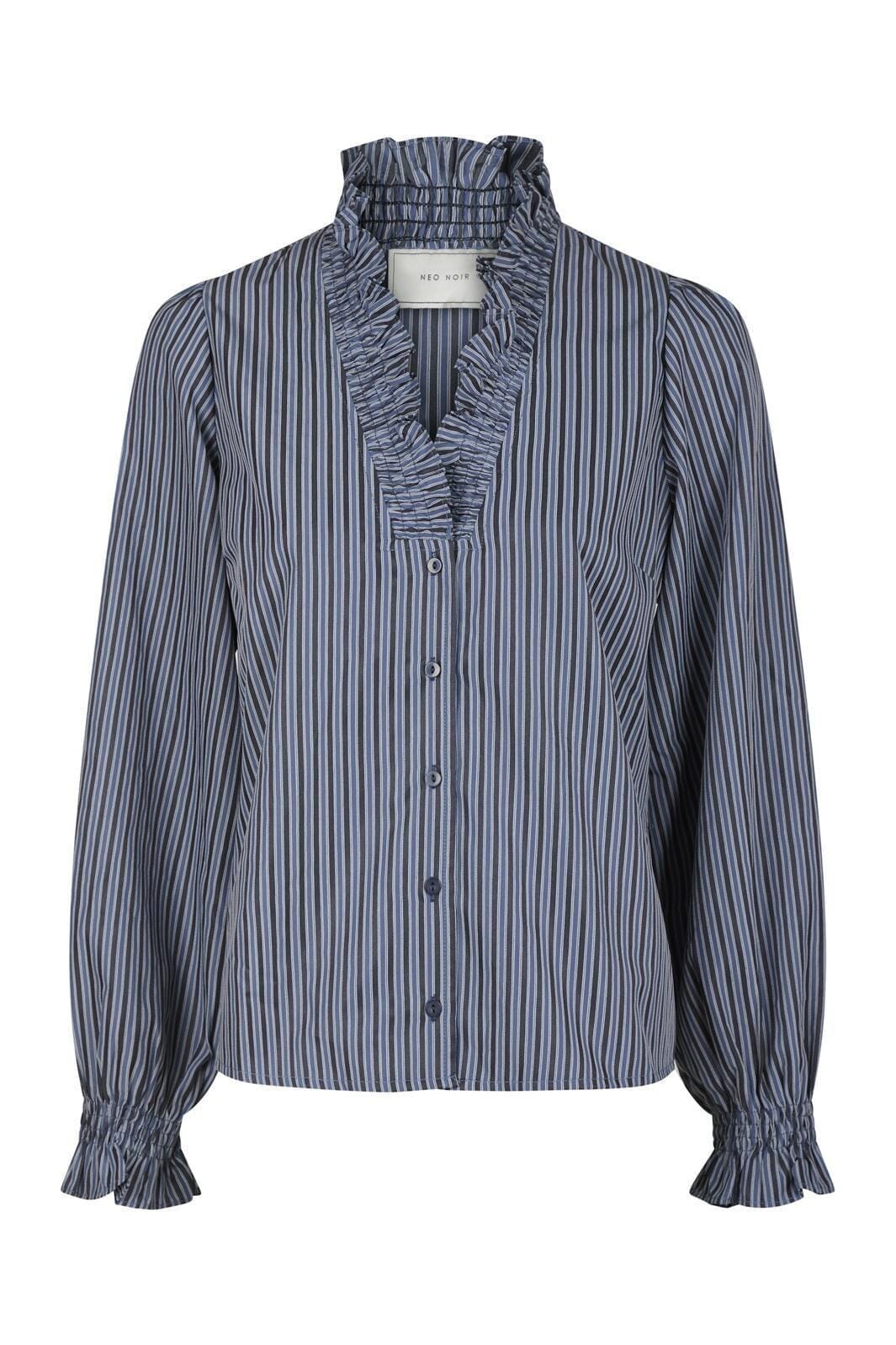 Neo Noir - Brielle Twill Stripe Shirt - Dusty Blue