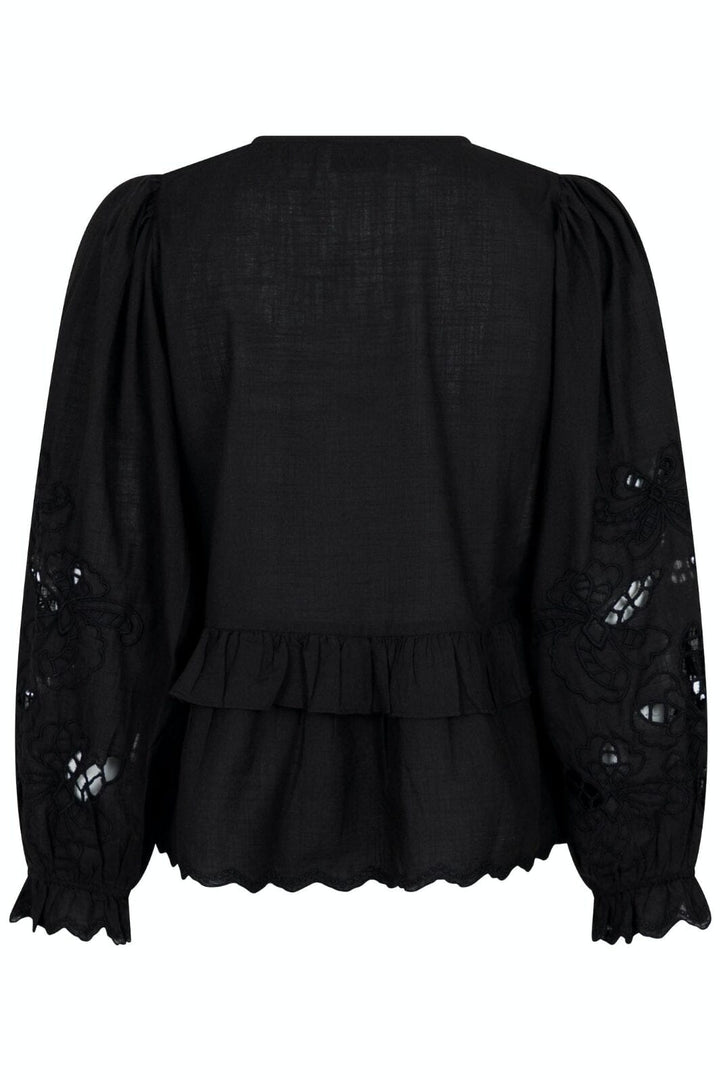 Forudbestilling - Neo Noir - Eden Embroidery Blouse - Black Bluser 