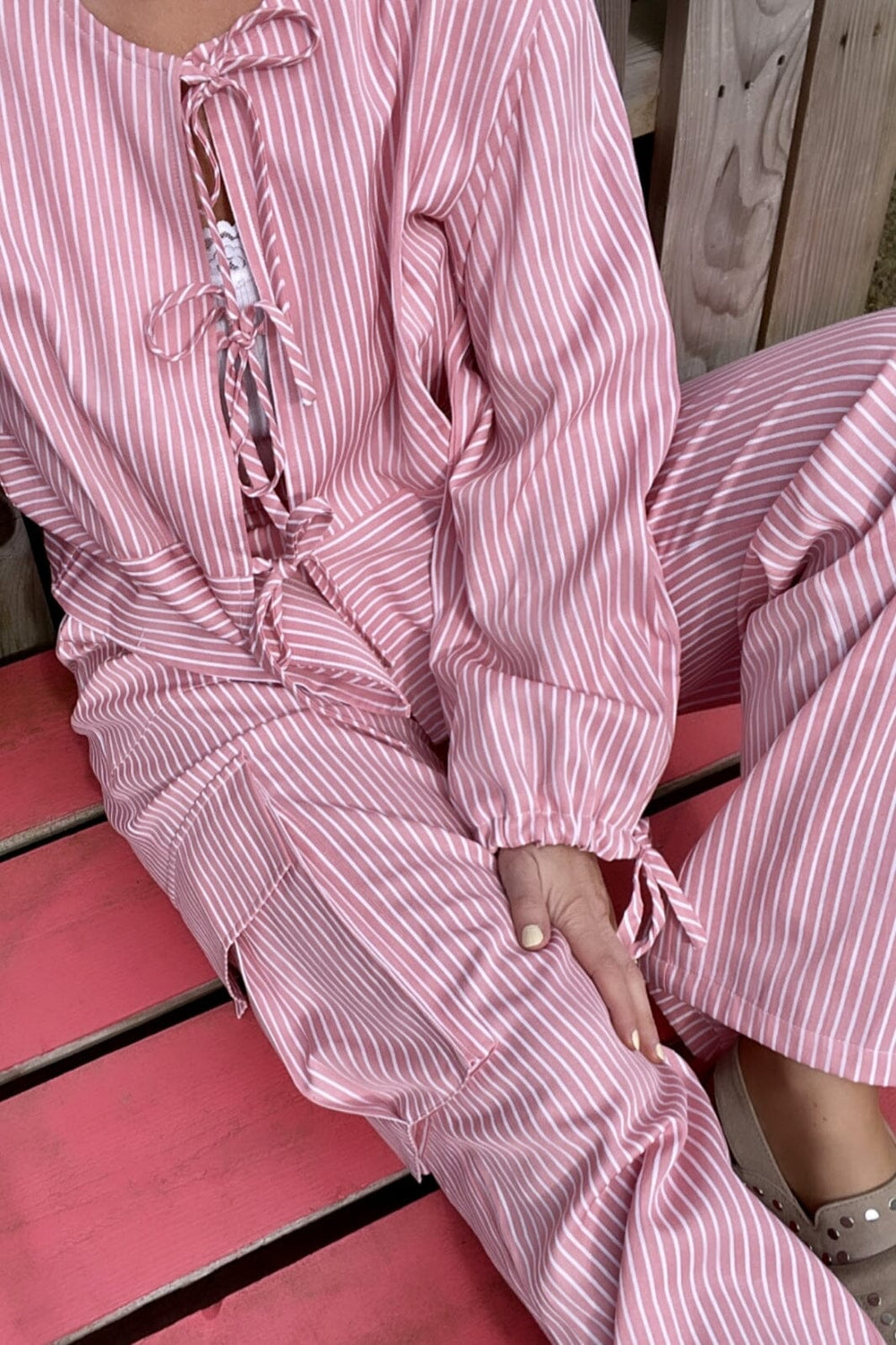 Forudbestilling - Neo Noir - Kelly Stripe Pants - Rose (Maj) Bukser 