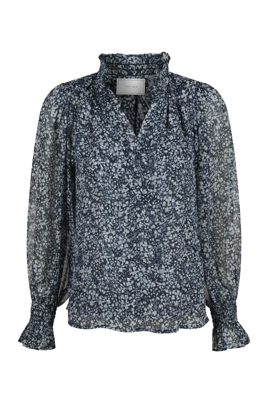 Neo Noir - Leia Flower Graphic Blouse - Navy