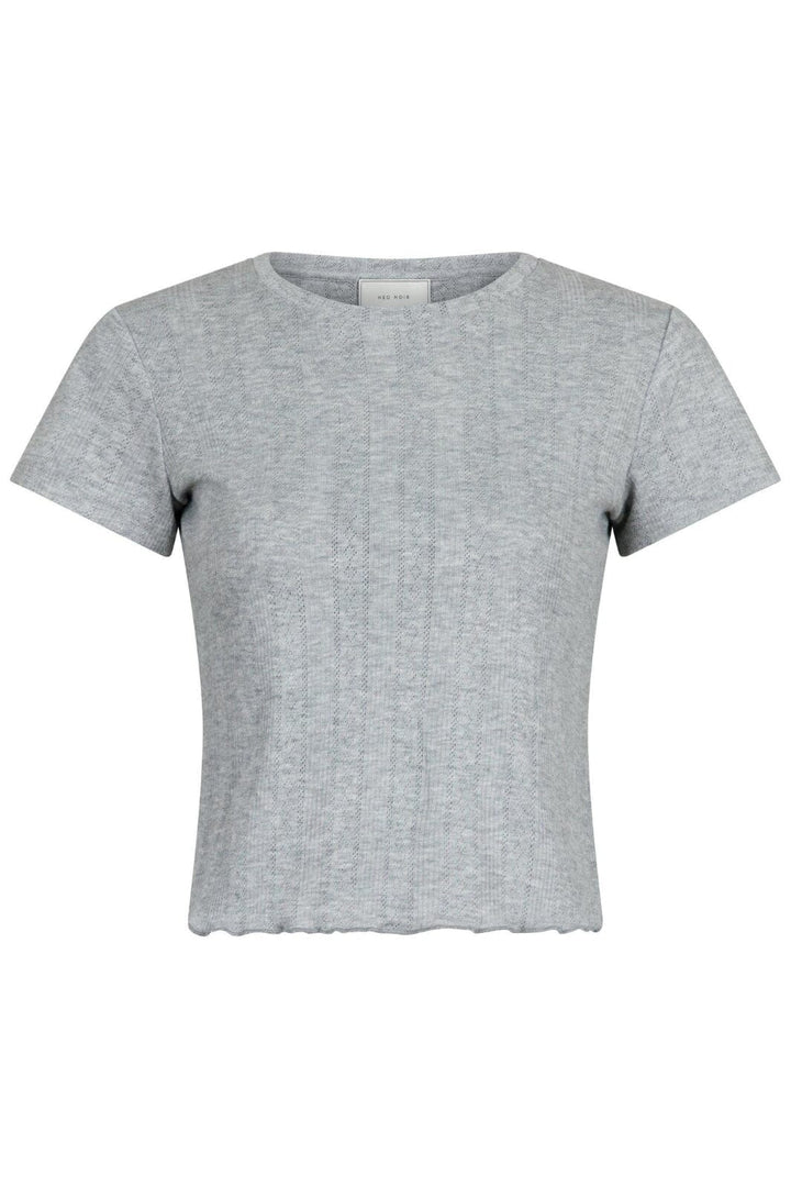 Forudbestilling - Neo Noir - Lonnie Pointelle Top - Light Grey Toppe 