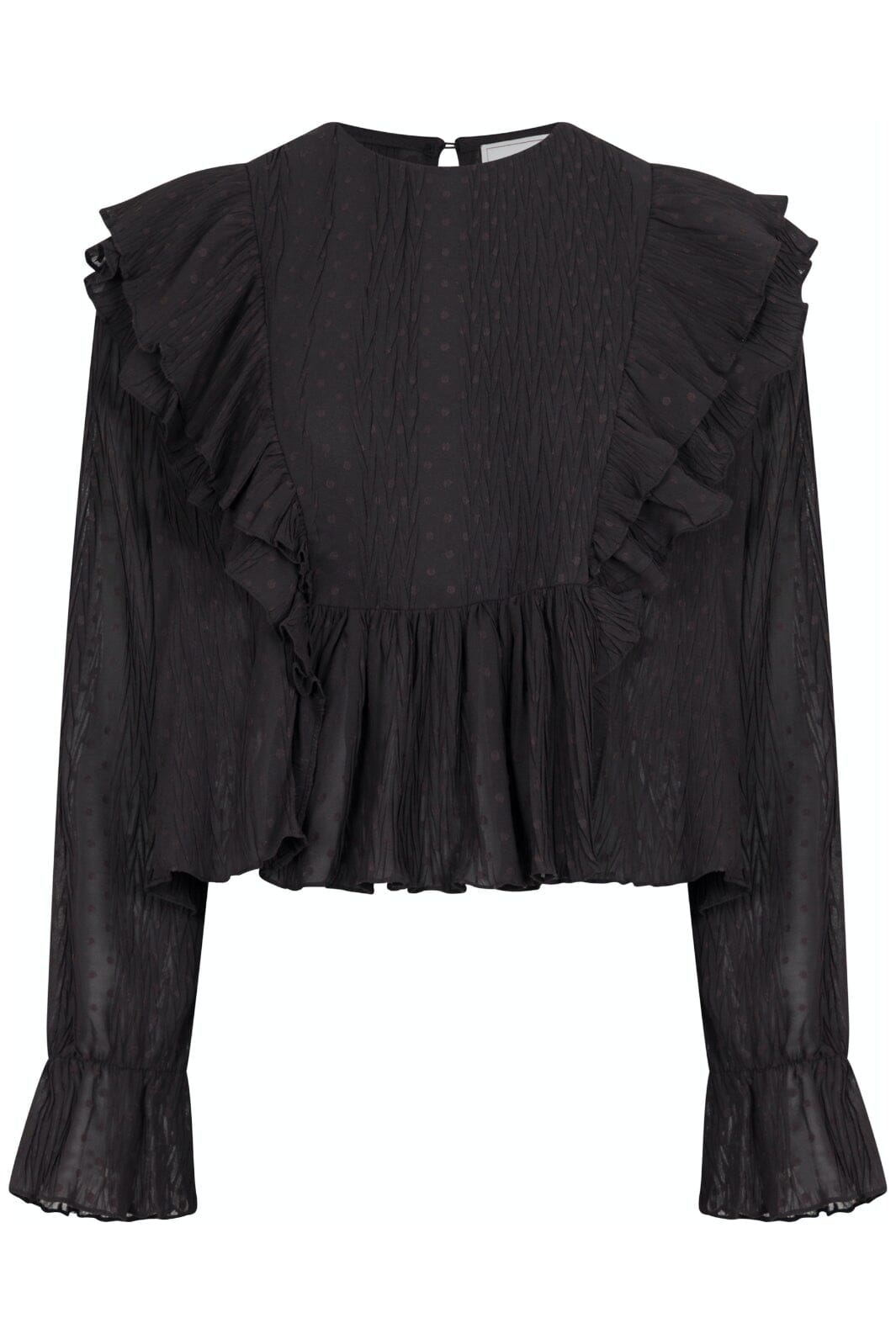 Forudbestilling - Neo Noir - Mimma Plisse Blouse - Black Bluser 