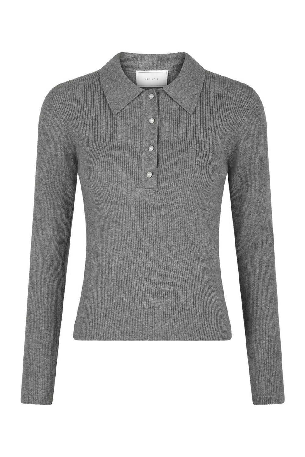 Neo Noir - Panama Knit Blouse - Dark Grey Melange