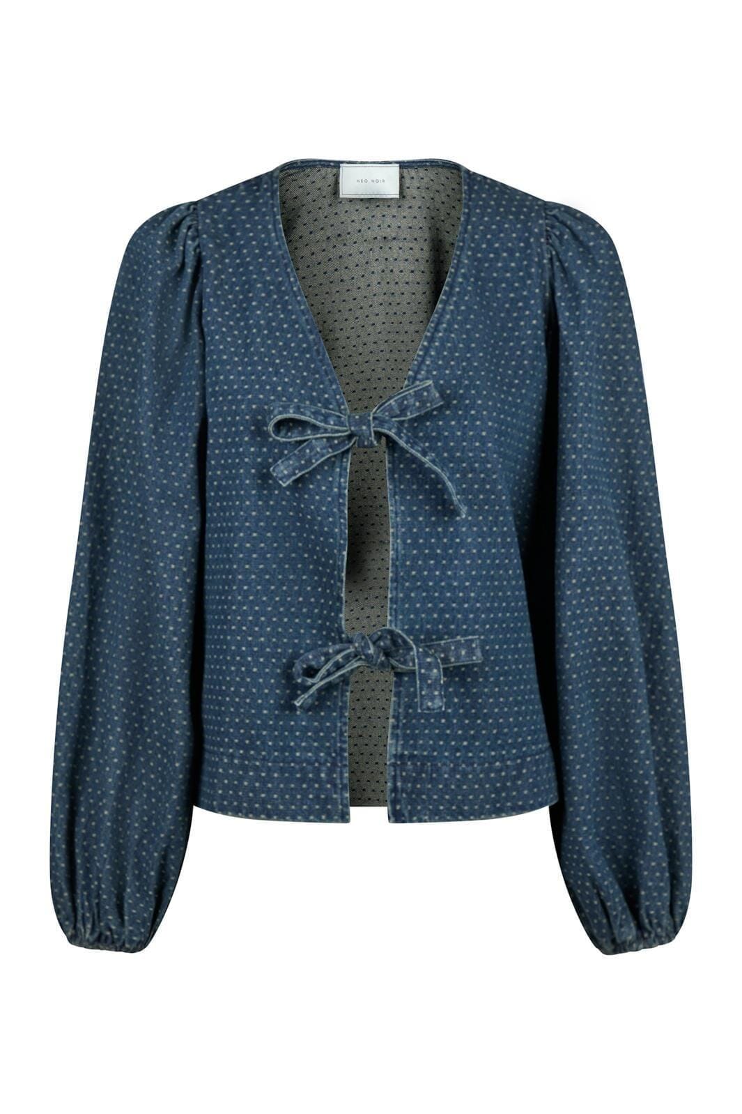 Neo Noir - Silvi Overdyed Dot Blouse - Ash Blue