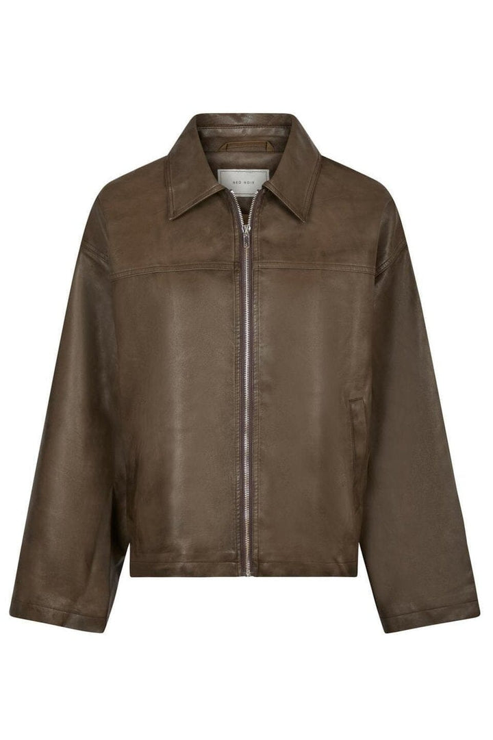 Neo Noir - Titan Faux Leather Jacket - Dark Brown