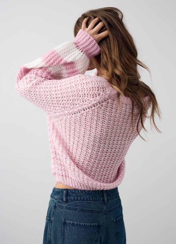 Forudbestilling - Noella - Kimba Knit - 1284 Rose Ivory Mix Strikbluser 