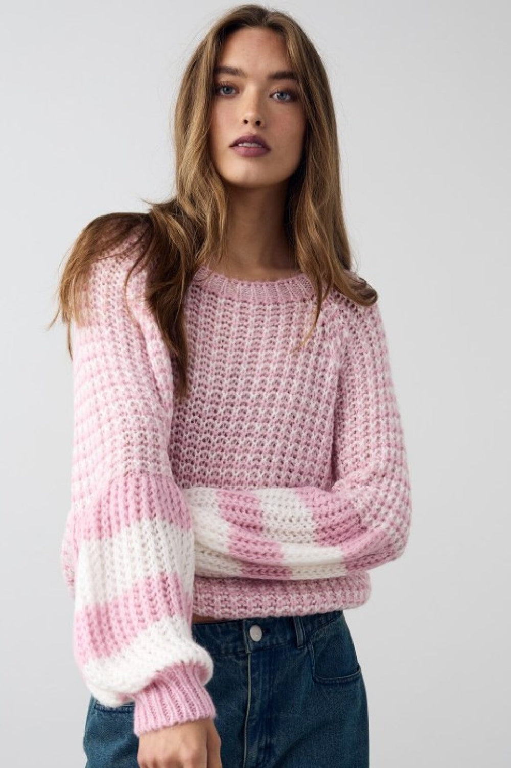 Forudbestilling - Noella - Kimba Knit - 1284 Rose Ivory Mix Strikbluser 