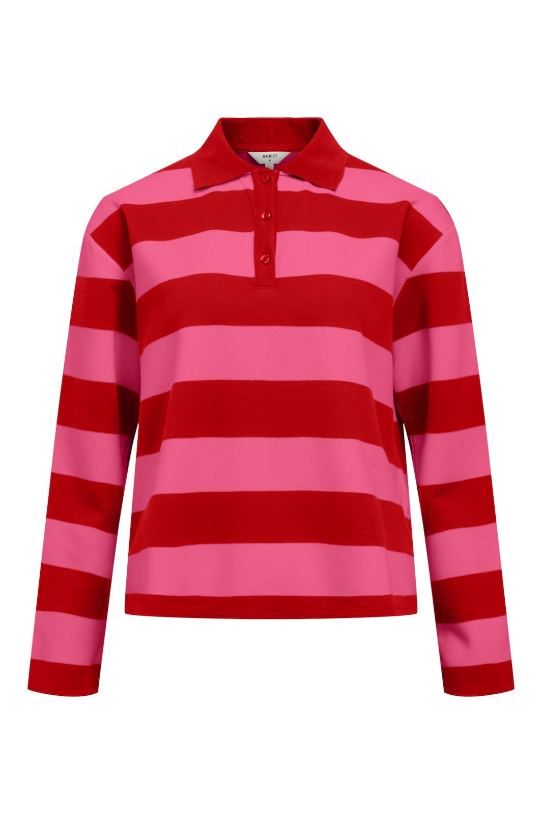 Object - Objmillie L/S Lo Polo Aw Fair 24 - 4817611 Flame Scarlet Pink