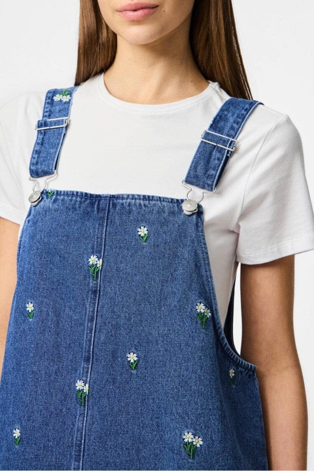 Forudbestilling - Pieces - Pcfreia Sl Denim Spencer Dress Fsy - 4863415 Medium Blue Denim Flowers