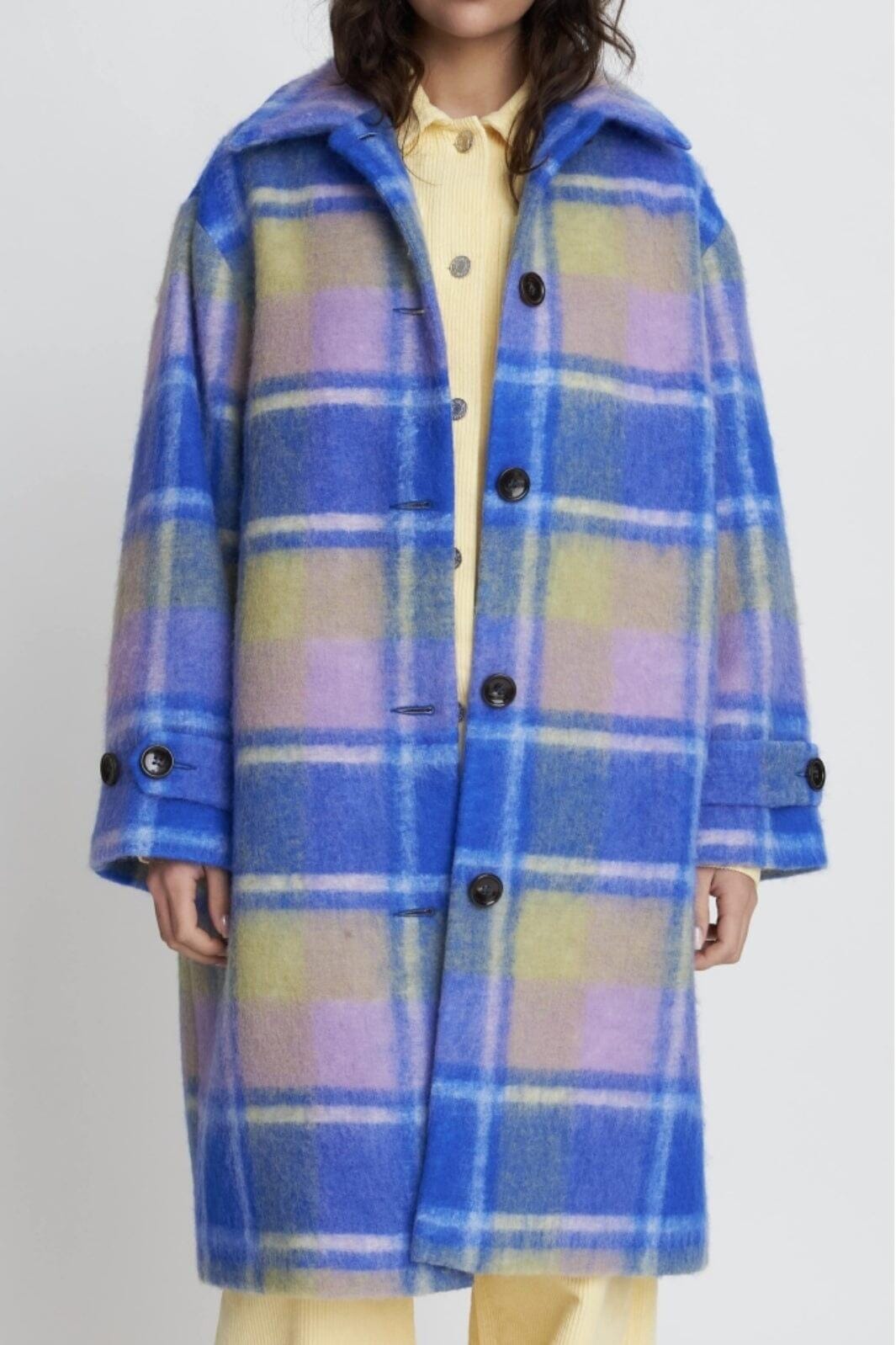 Stella Nova - Checked Wool Coat - 416 Blue Checks Jakker 