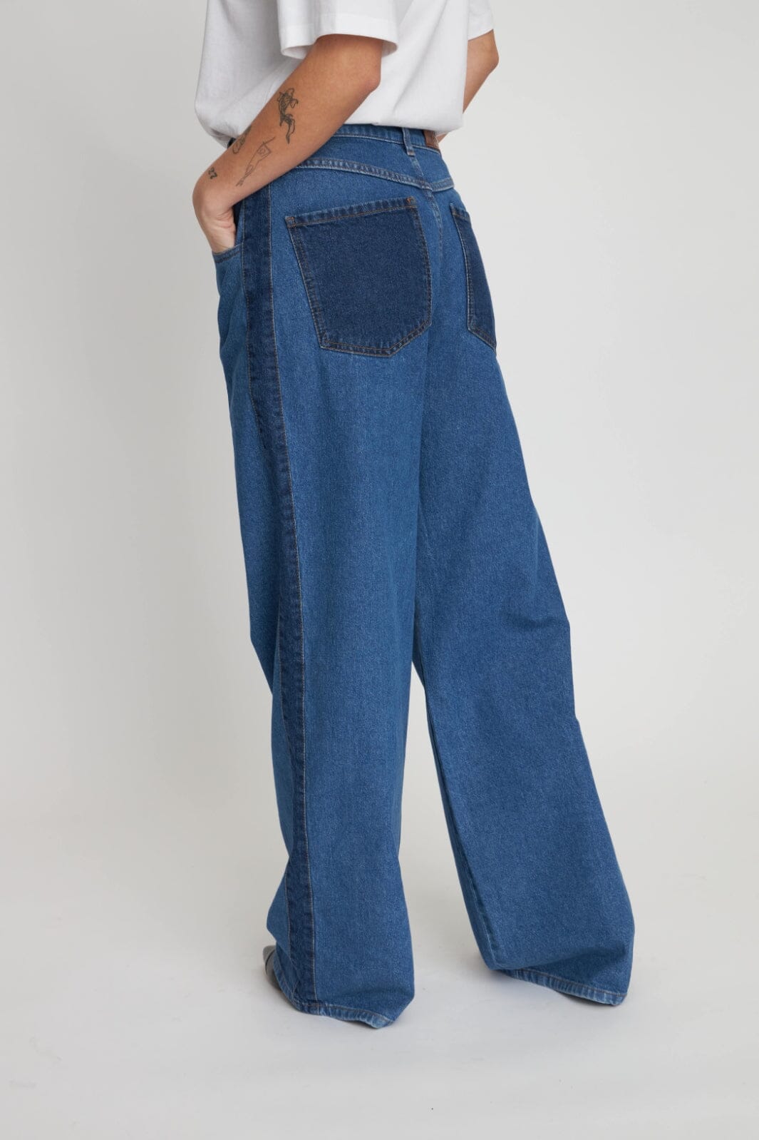 Forudbestilling - Stella Nova - Two Tone Denim Pant - 390 Blue Mix Bukser 