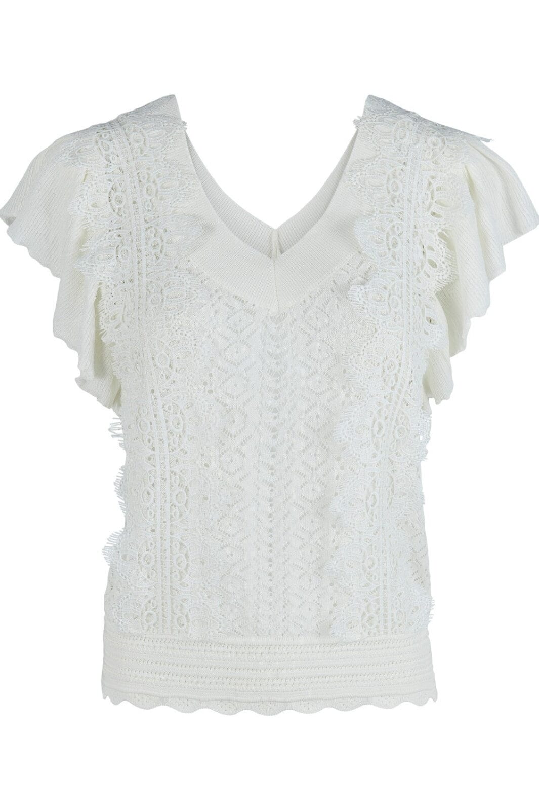 Forudbestilling - Y.A.S - Yaskila Ss V-Neck Knit Pullover - Star White - (Marts) Toppe 