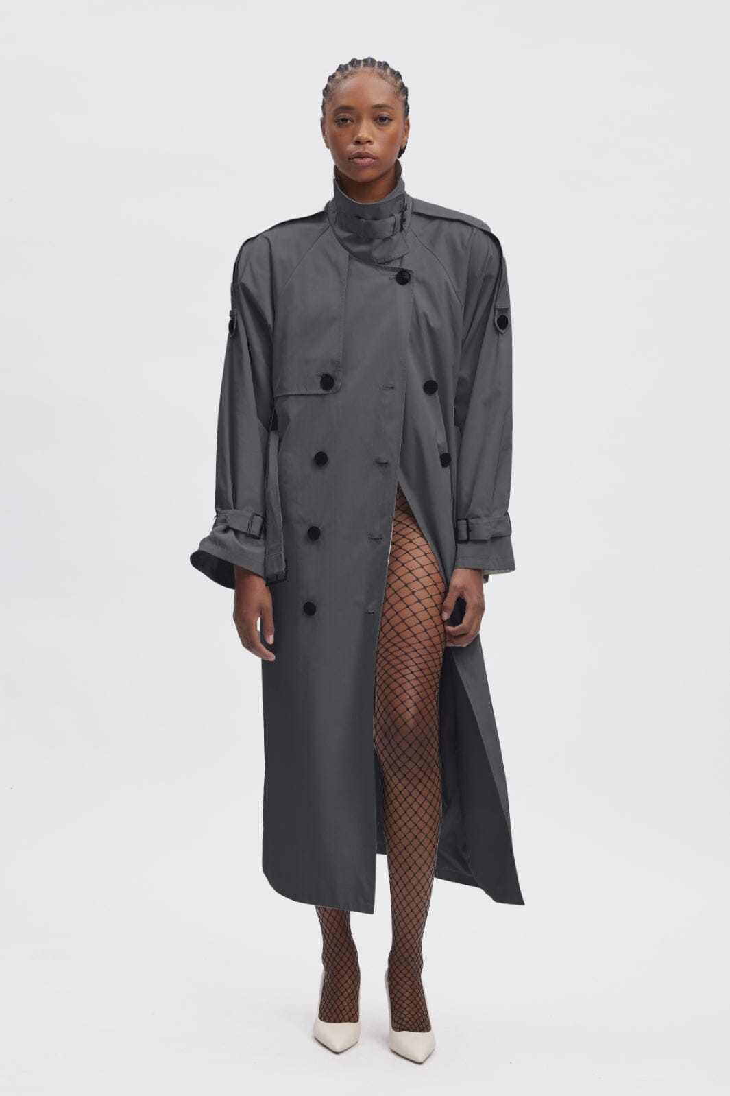 Gestuz - Sallygz Trenchcoat - 106308 Gray Pinstripe Frakker 