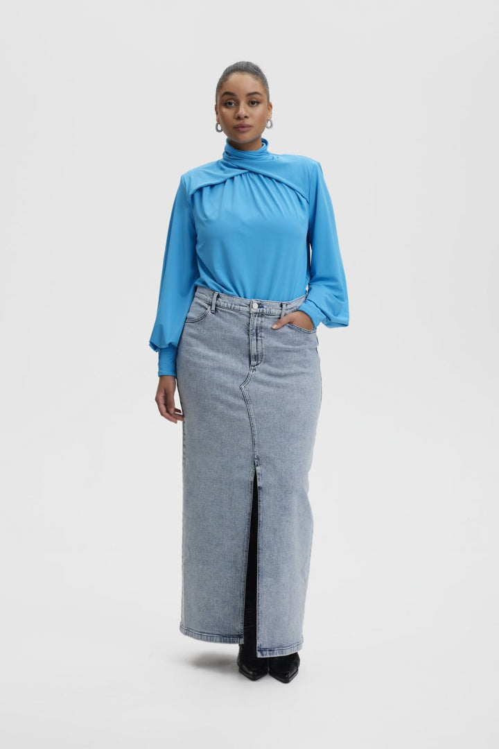 Gestuz - SiwGZ HW long skirt - Light blue washed Nederdele 