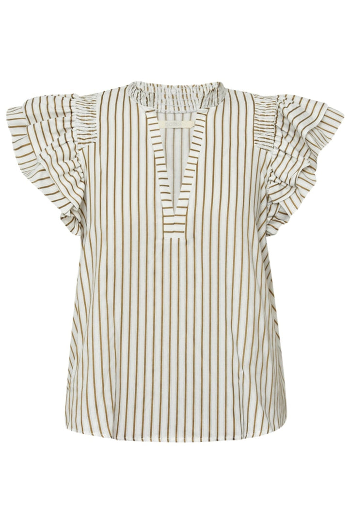 Gossia - Dalilago Blouse - Creme Brown Stripes Bluser 