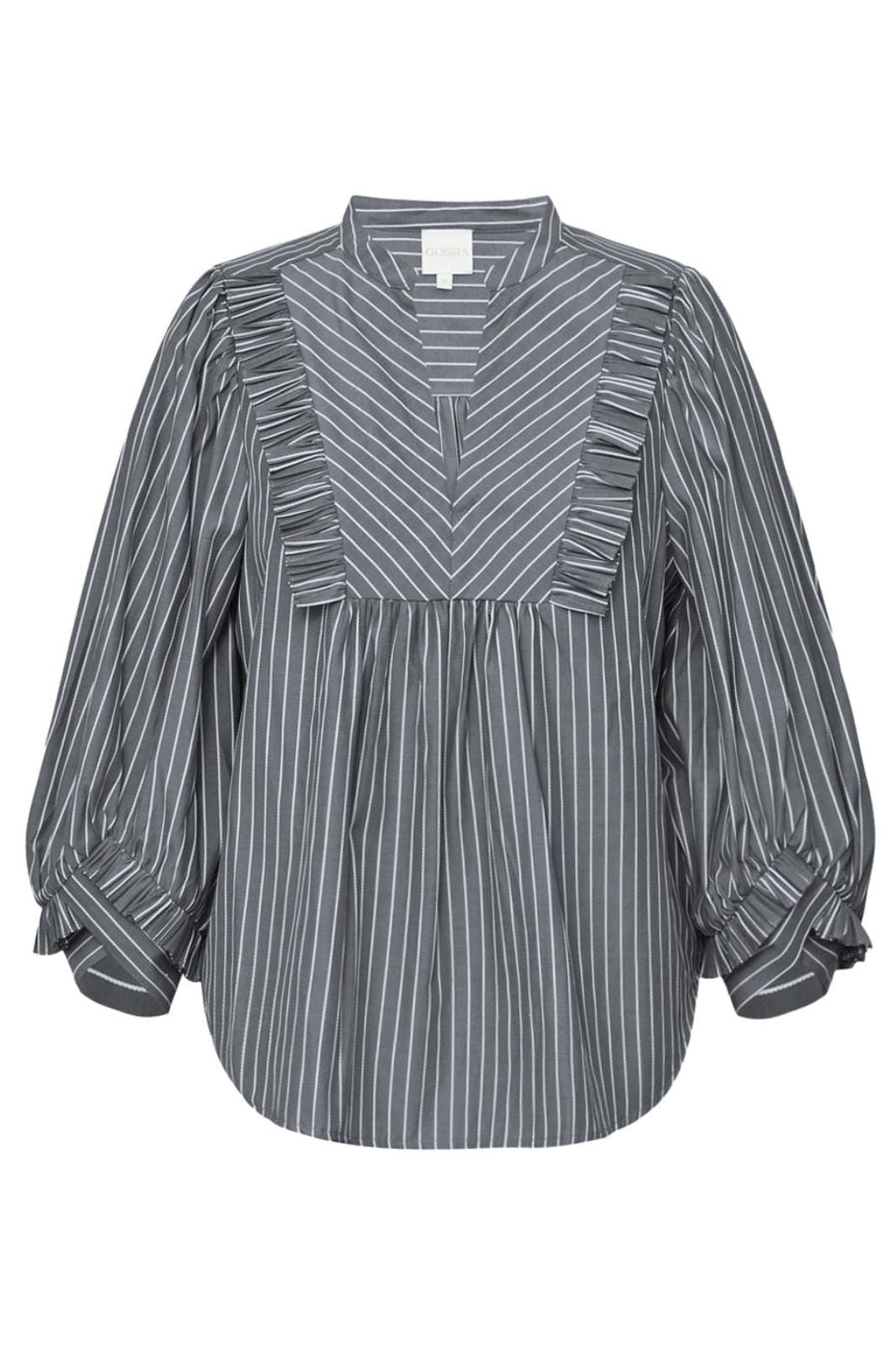 Gossia - Meego Sia Blouse - Grey / White Stripes Bluser 