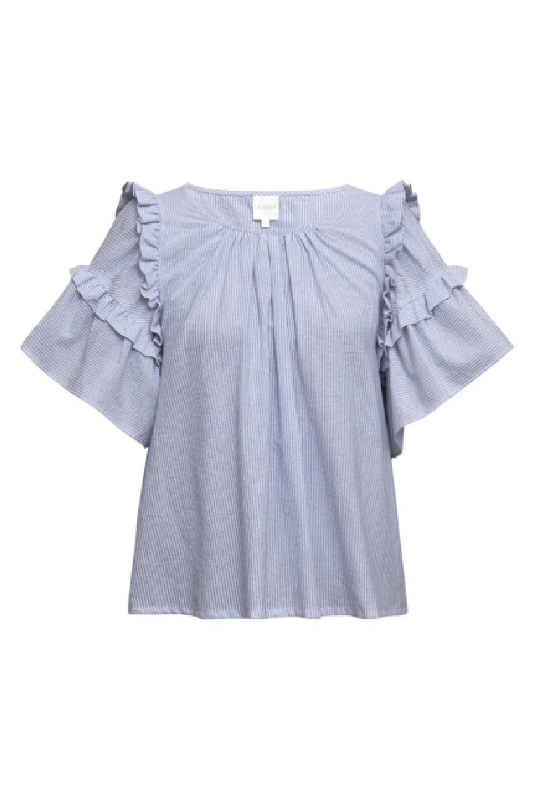 Gossia - Milicago Blouse - Blue - Off-white Stripes Bluser 