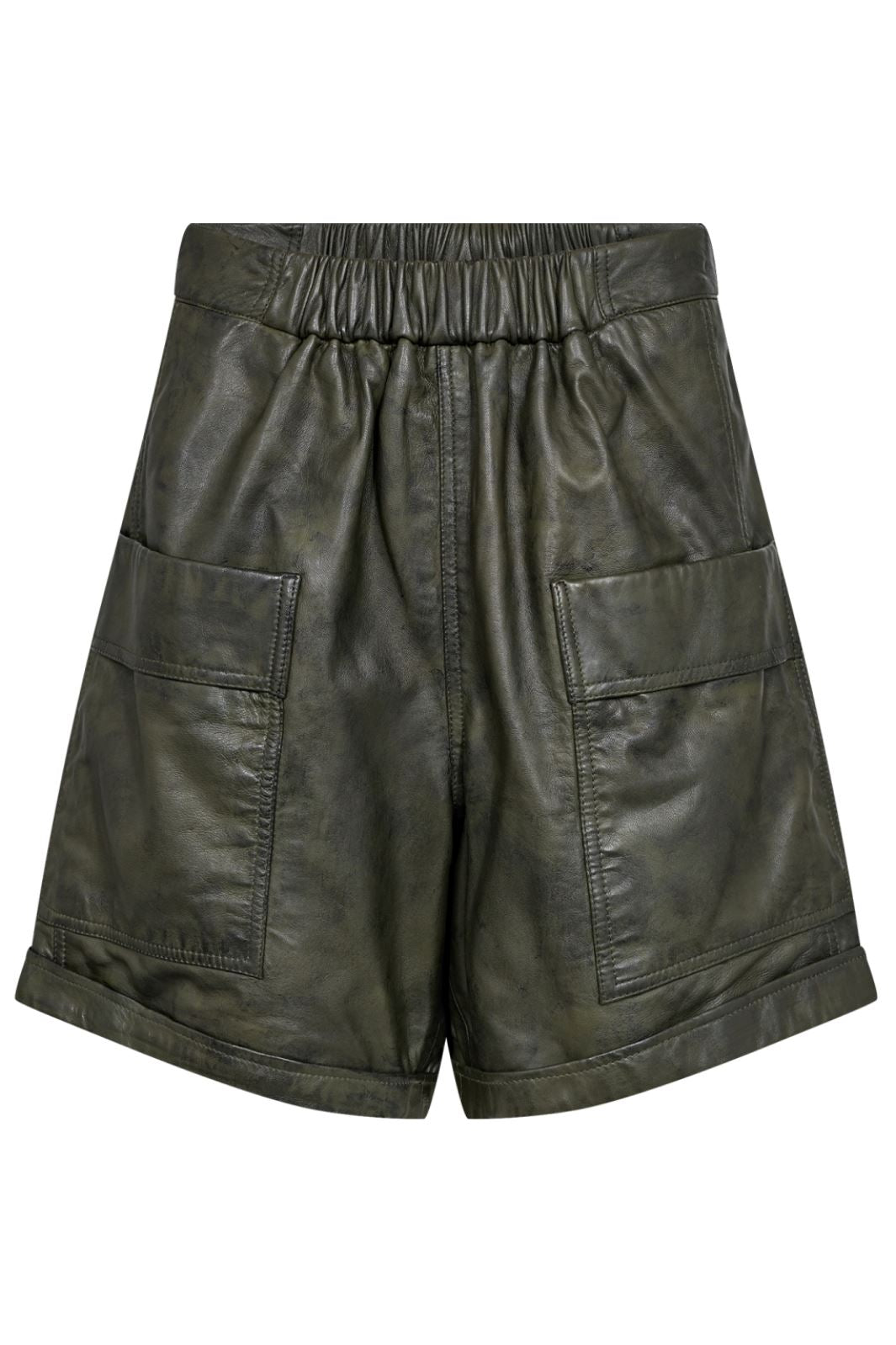 Gossia - ThillaGO Leather Shorts - Dark Army Shorts 