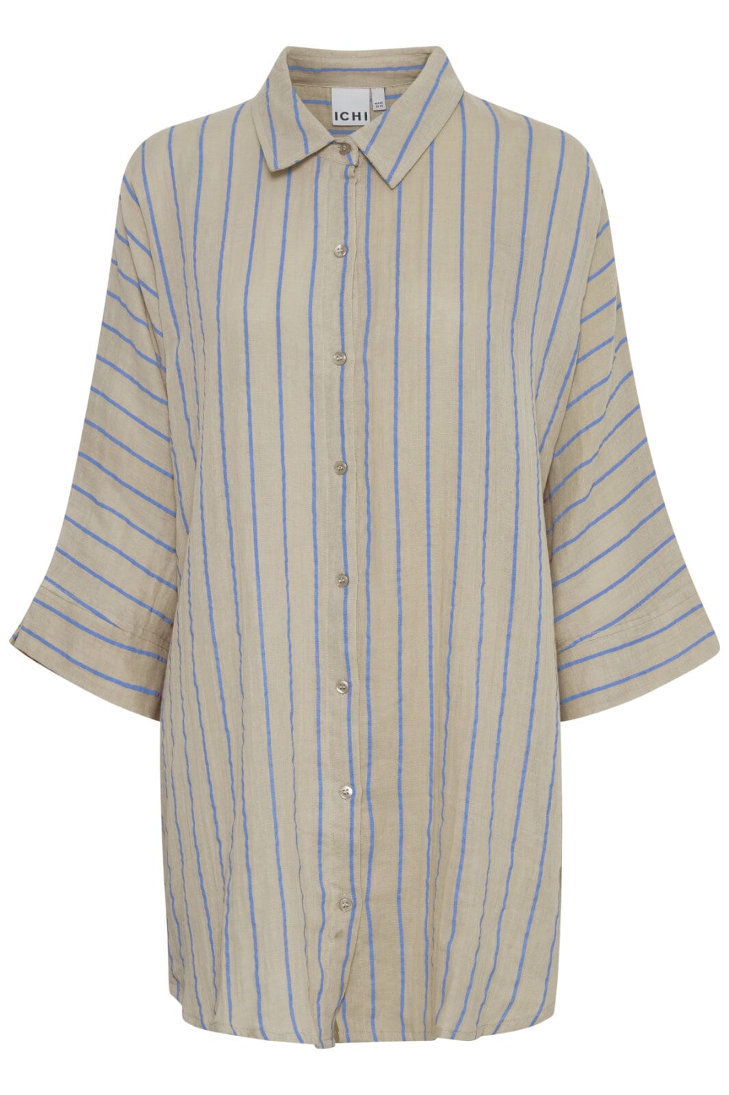 Ichi - Iafoxa Striped Beach Sh - 203320 Doeskin/Della Blue Stripe Skjorter 