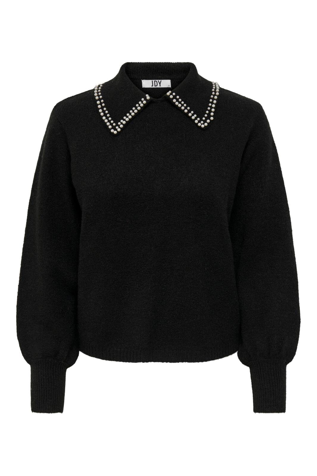 Jdy - Jdyaubray Life L/S Pearl Pullover Knt - 3818554 Black W White Pearl Collar