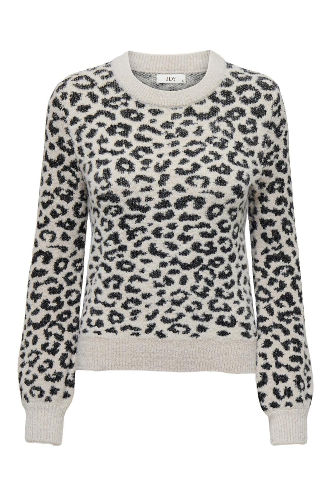 Jdy - Jdylorraine Animal L/S Pullover Knt - 4285264 Cement Black Leopard Spots