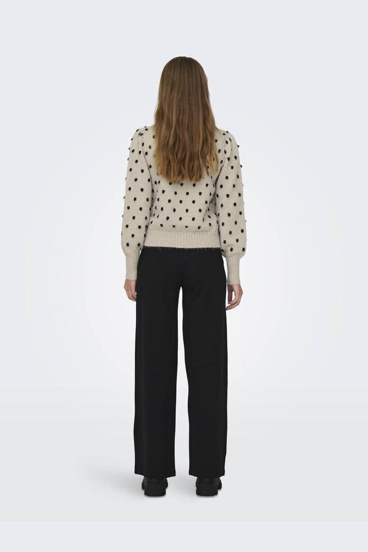 Jdy - Jdysigrid Life L/S On Puff Pull Knt - 4358569 Cement W. Black Dots