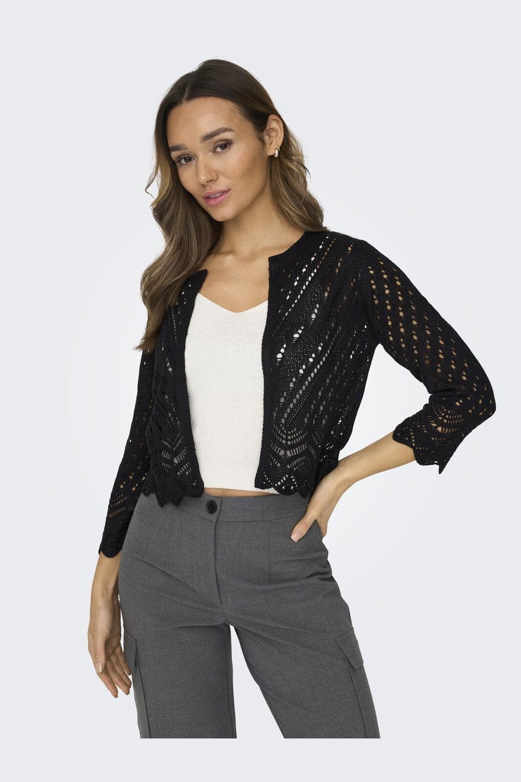 JDY - Jdysun 3/4 Cropped Cardigan Knt - 3719065 Black