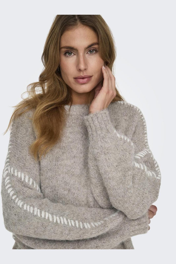 JDY - Jdyzoey Life L/S On Stitch Pull Knt 15336758 - 4633861 - Chateau Gray W. Birch Stitch