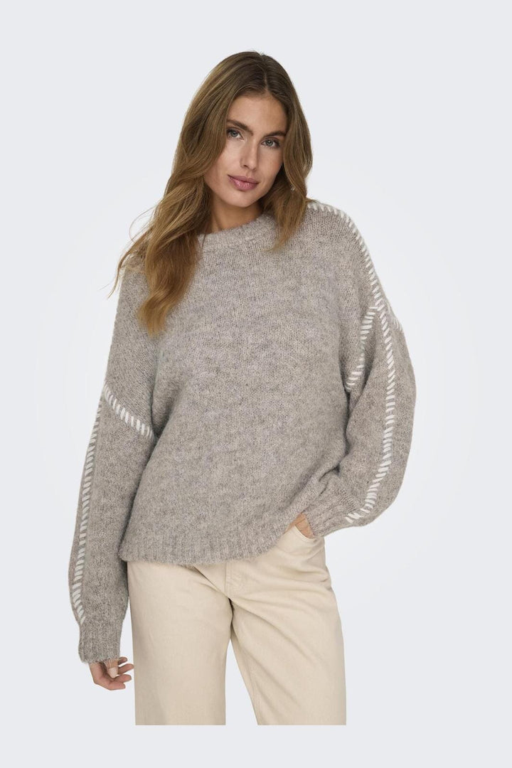 JDY - Jdyzoey Life L/S On Stitch Pull Knt 15336758 - 4633861 - Chateau Gray W. Birch Stitch