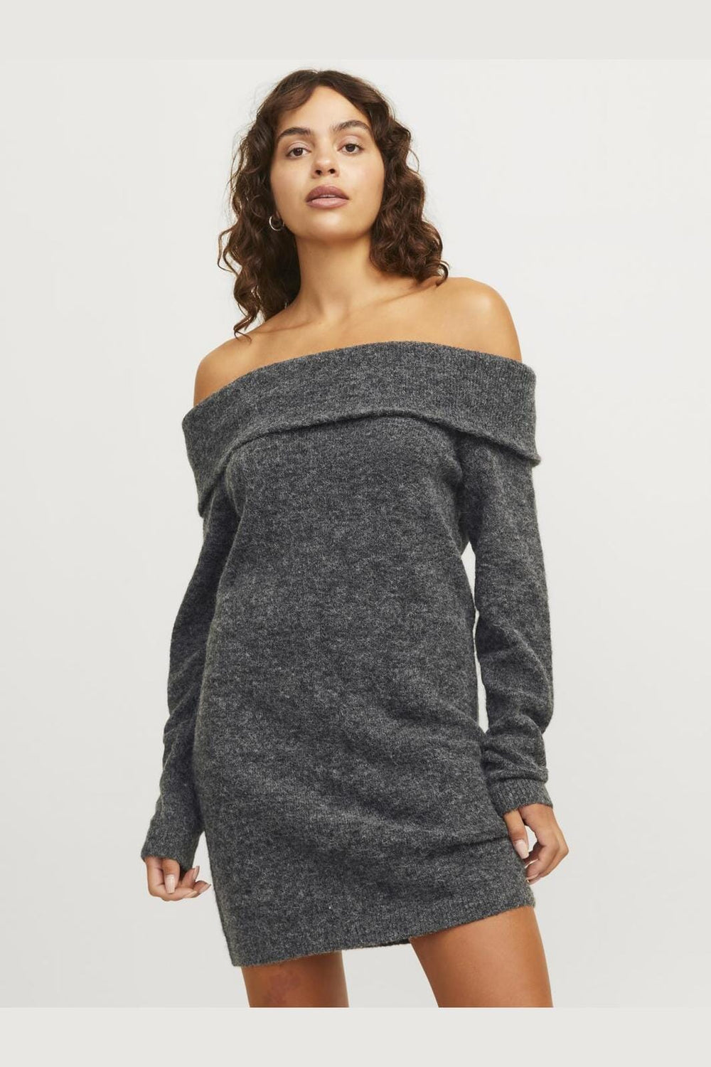 Jjxx - Jxevi Off Shoulder Dress Knit 12264128 - 4741724 - Dark Grey Melange