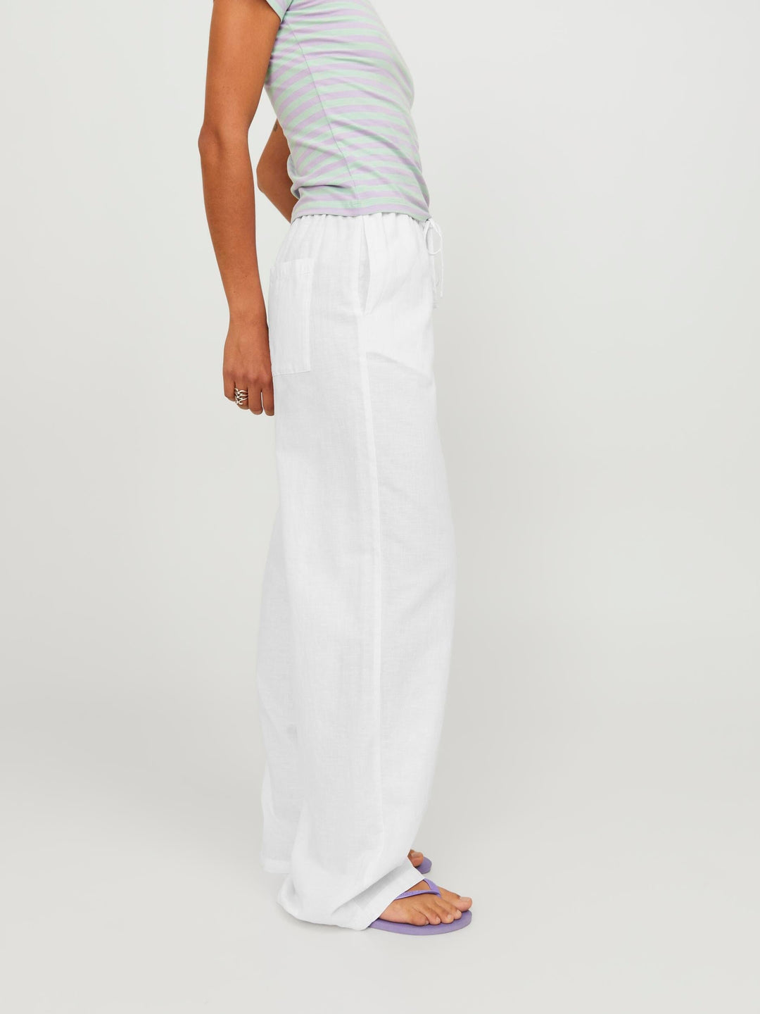 Jjxx - Jxflora Linen Blend Pant Sn - 4388843 White Bukser 