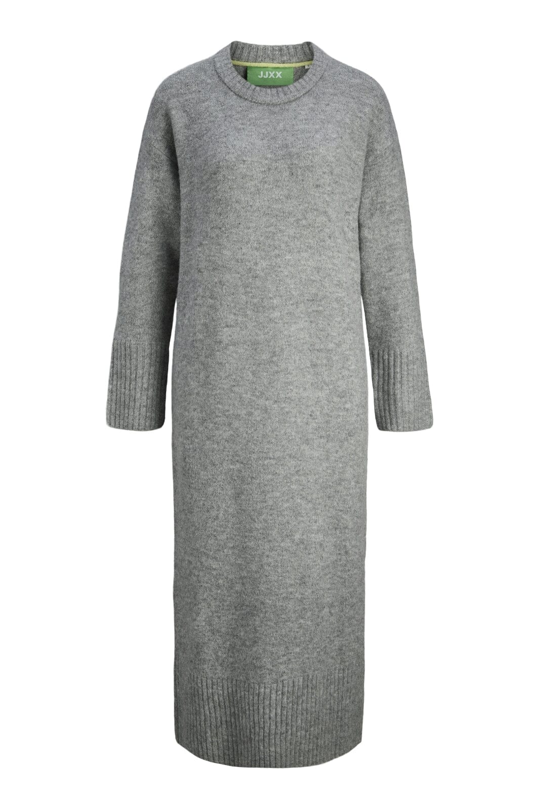 Jjxx - Jxoline Diverse Dress Knit 12268051 - 4652034 - Grey Melange /Pale Green Neck Piping