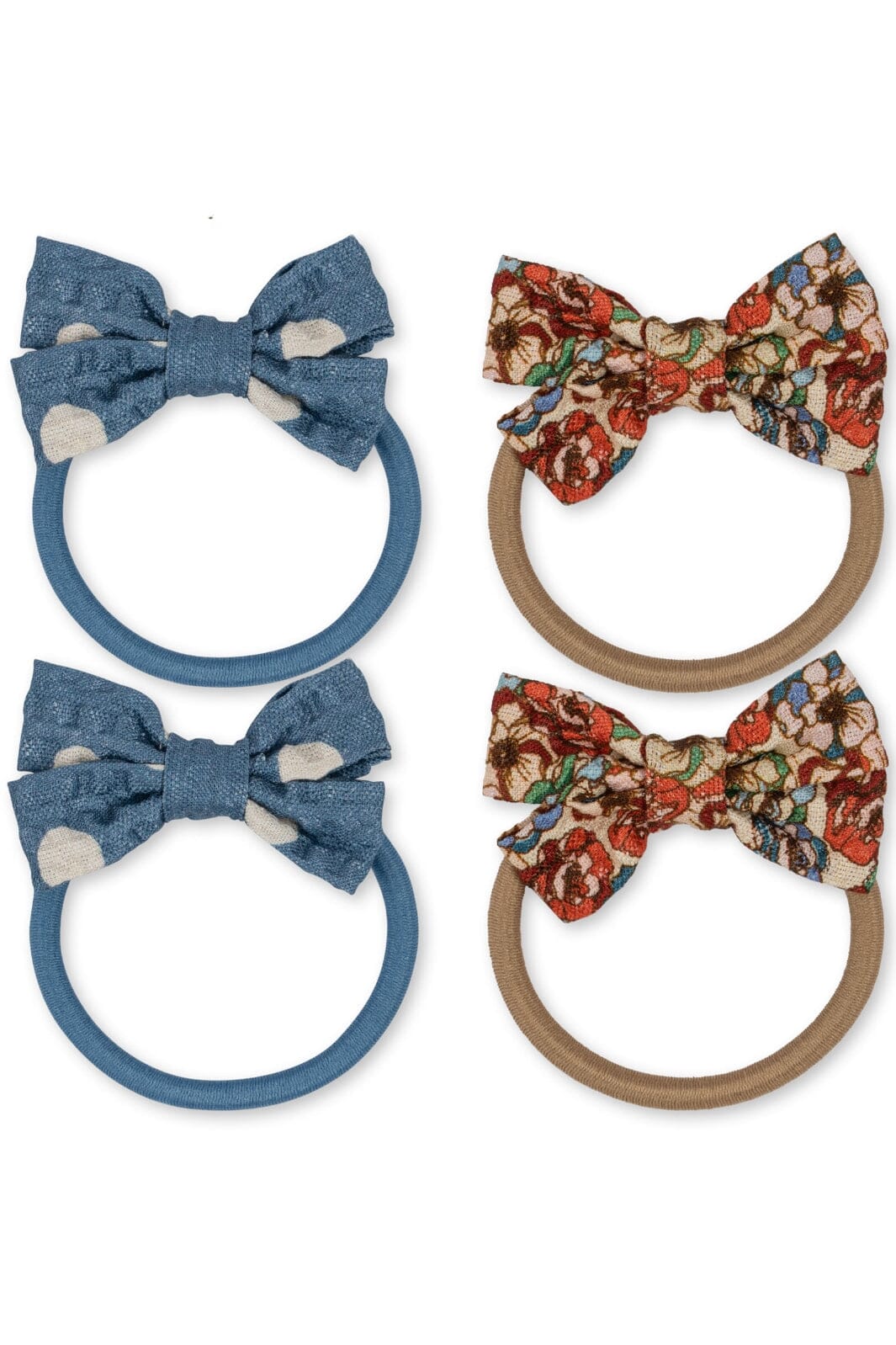 Konges Sløjd - 4 Pack Hair Elastic Bow - Bibi Blue/Captain Dot Hårelastikker 