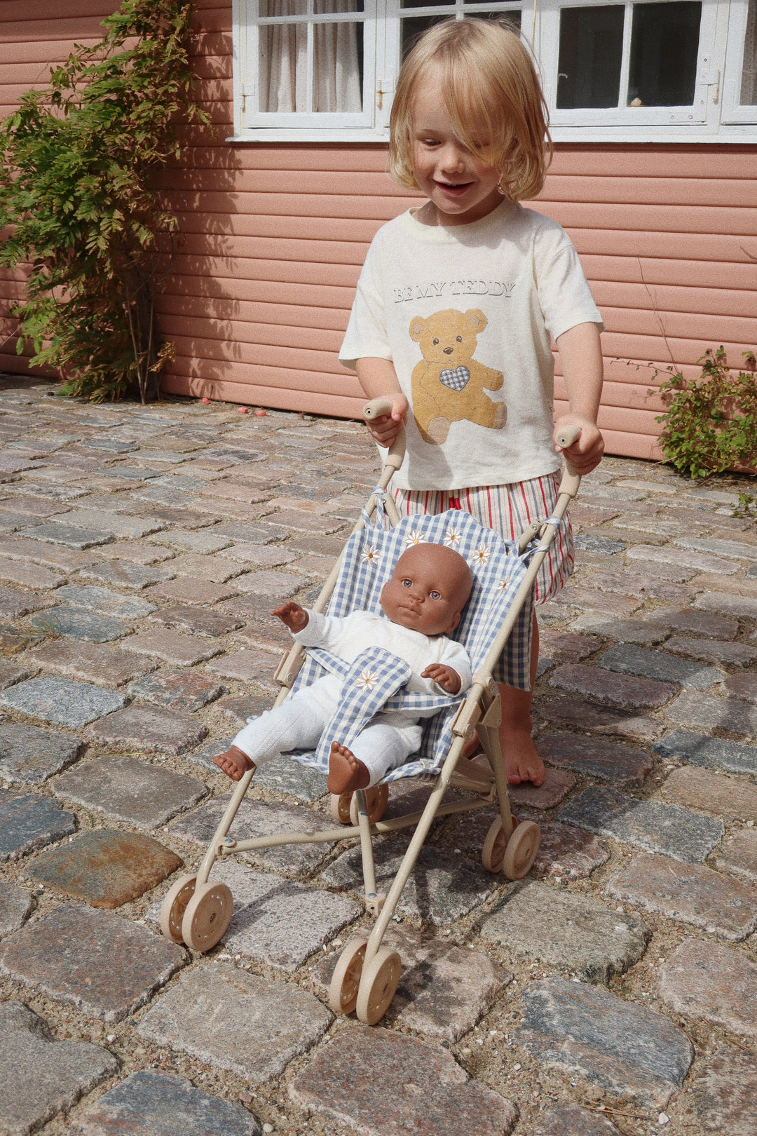 Konges Sløjd - Doll Stroller - Captains Blue Check Legetøj 