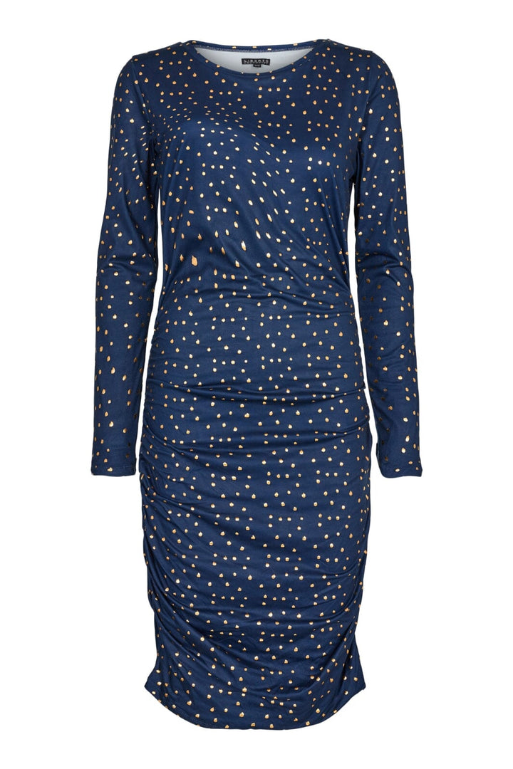 Liberte - Alma-Long-Dress - Navy Gold Dot Kjoler 