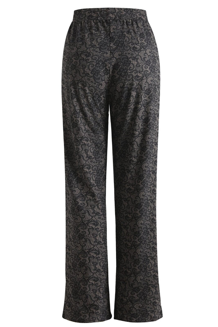 Liberte - Alma-Wide-Pants - Black Grey Lace Bukser 