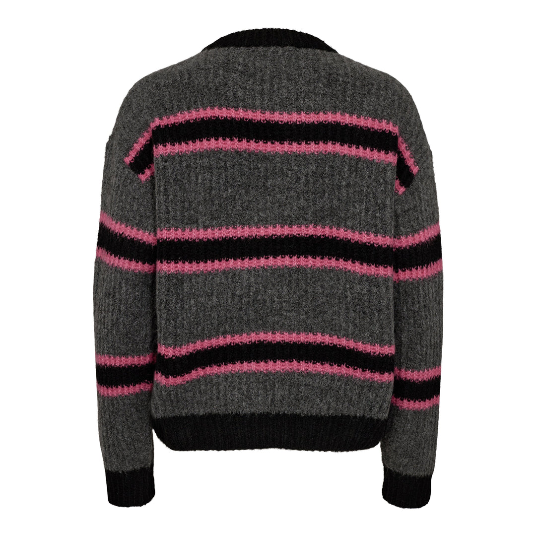 Liberte - Fro-Pullover - Darkgrey Black Pink Stripe Pullover 