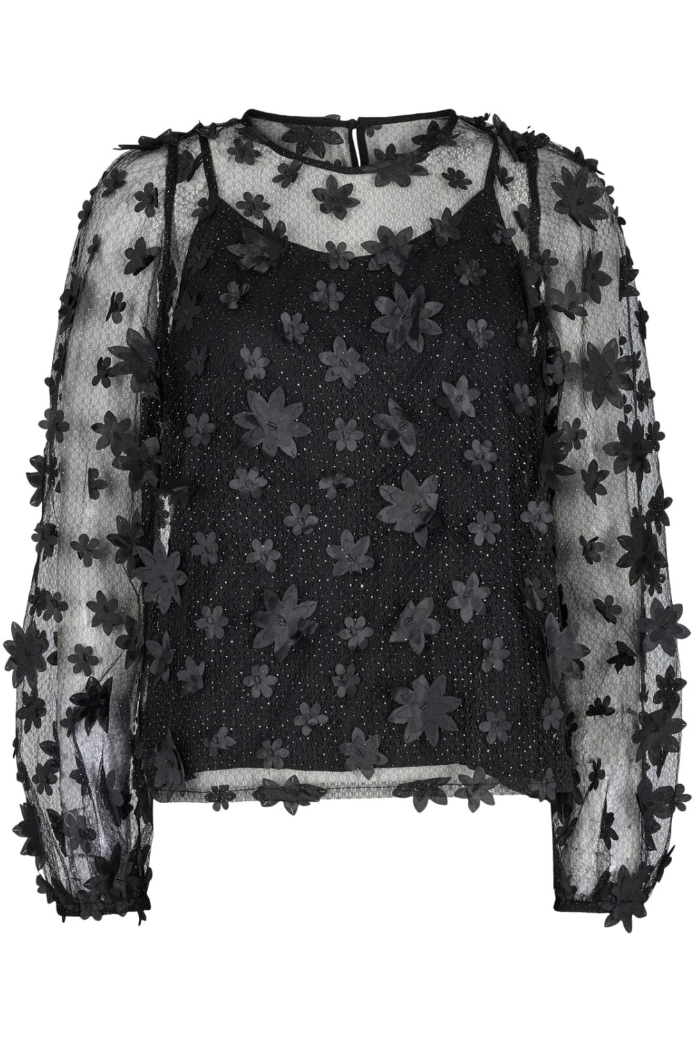 Liberte - Lamilla-Blouse - Black Glitter Flower Bluser 