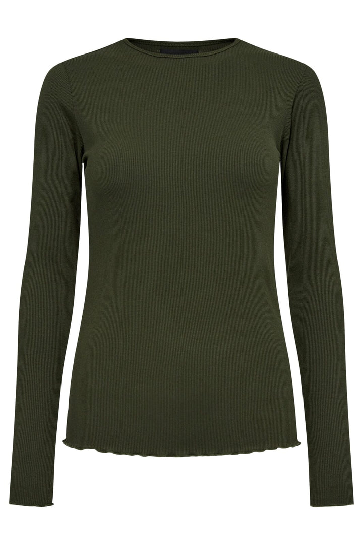 Liberte - Natalia Ls Round Neck Blouse - Army Bluser 