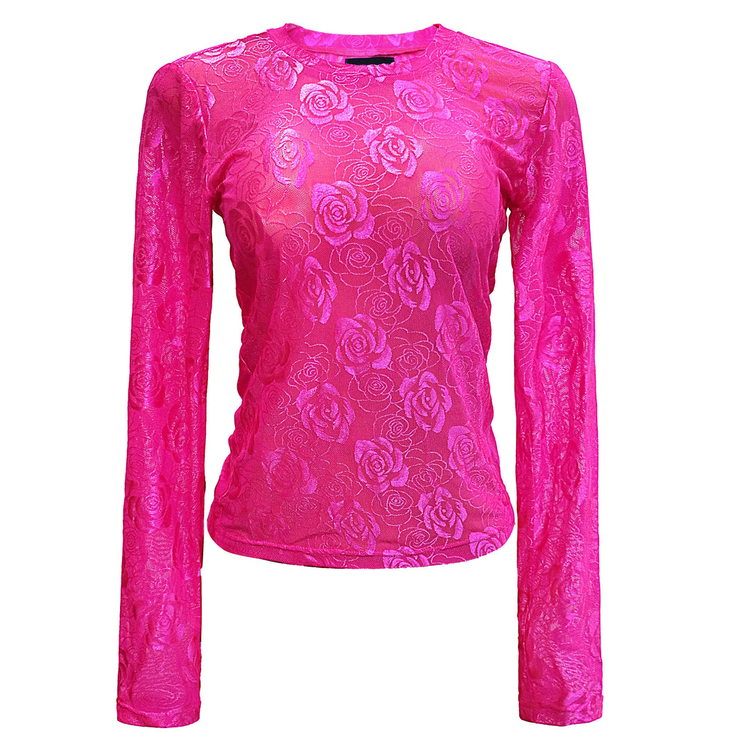 Liberte - Rose-Ls-Lace-Blouse - Pink Bluser 