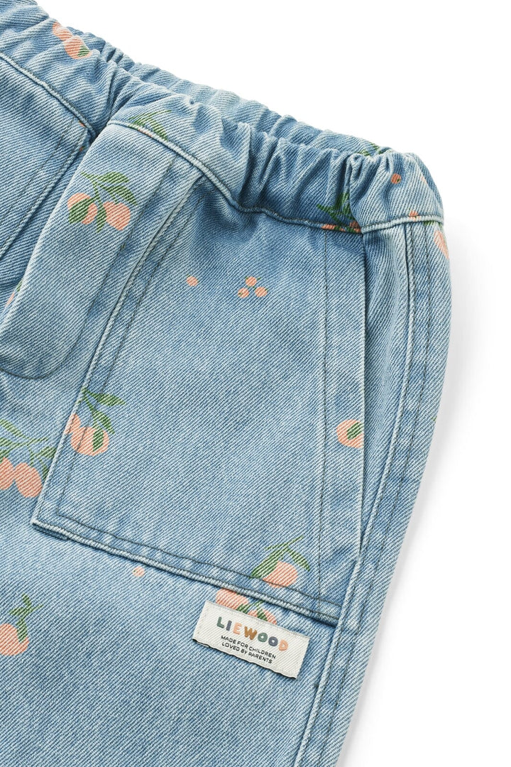 Liewood - Cesar Printed Denim Pants - Peach / Light blue denim