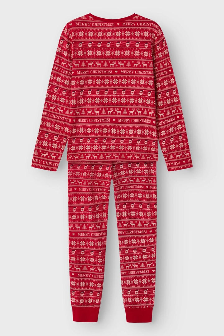 Name It - Nknvismas Ls Nightset - 4668404 Jester Red Merry Christmas Nattøj 