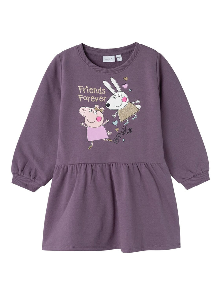 Name It - Nmfamira Peppapig Ls Swe Dress - 4567674 Arctic Dusk Kjoler 