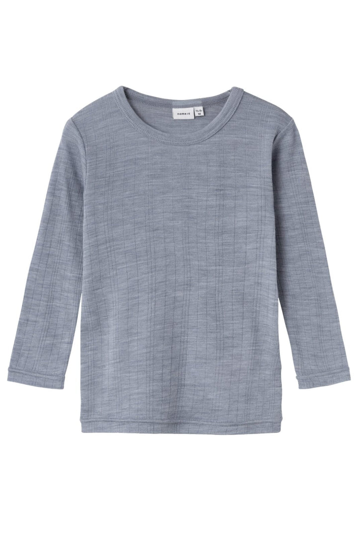 Name It - Nmmwang Wool Needle Ls Top Solid - 4563578 Tradewinds Bluser 