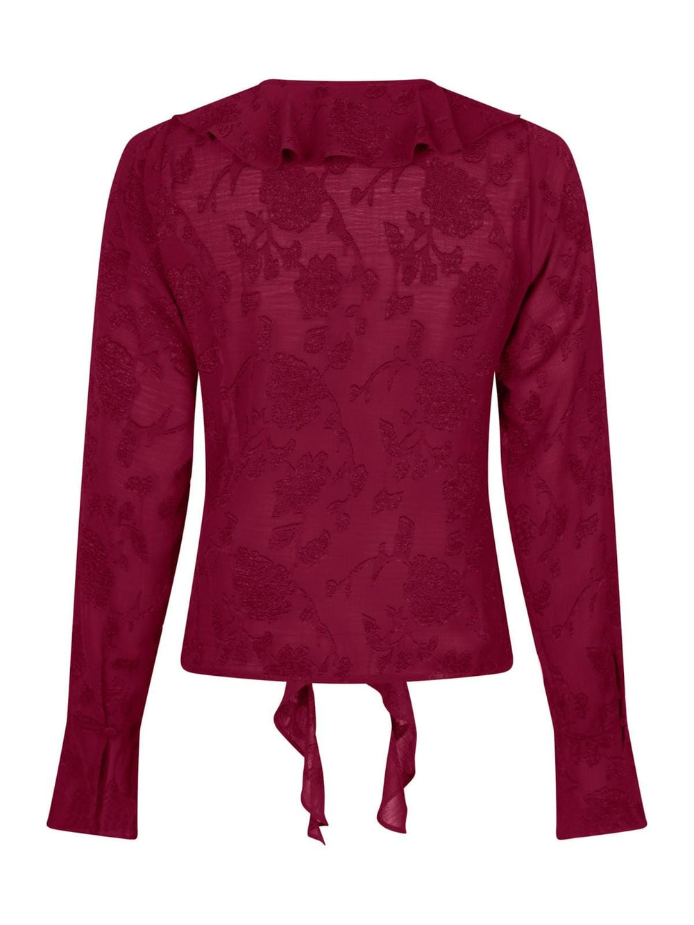 Neo Noir - Anika Burnout Blouse - Burgundy Bluser 