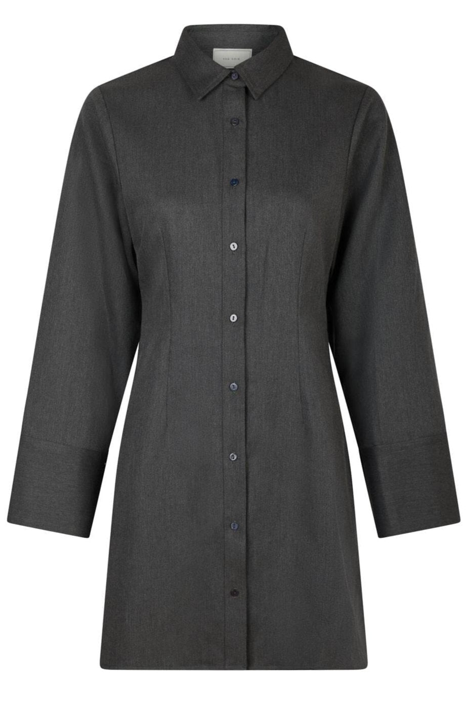 Neo Noir - Cajsa Solid Shirt Dress 164077 - Dark Grey