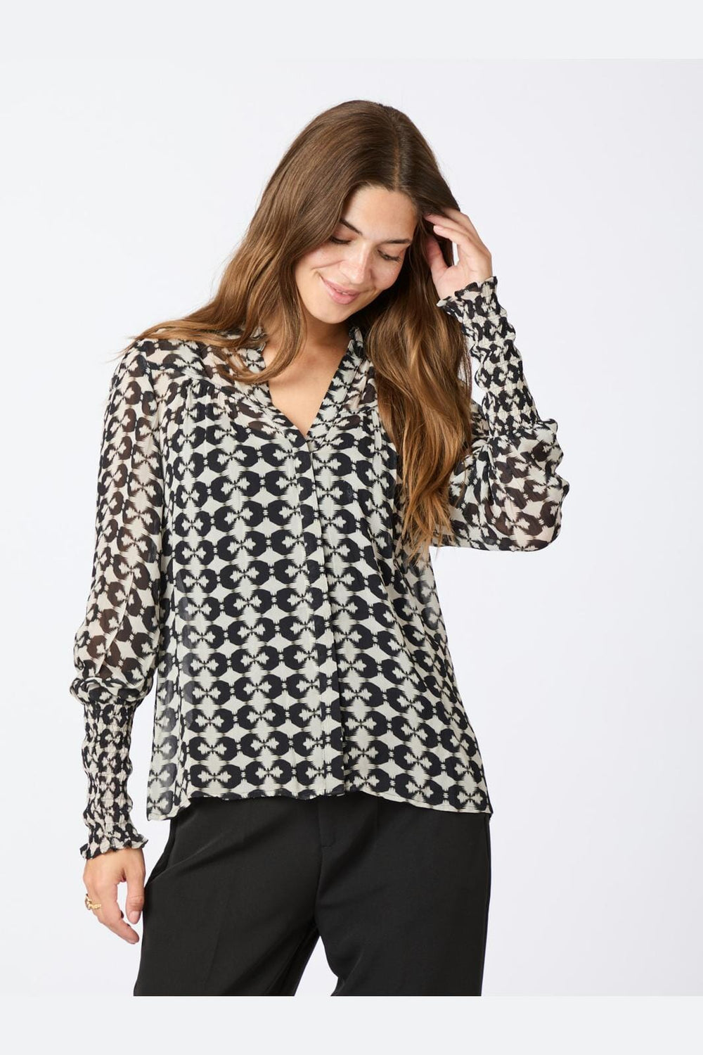 Neo Noir - Camisa Graphic Print Blouse - Black