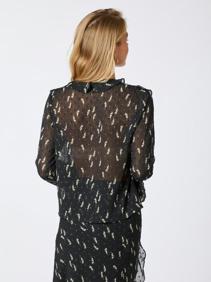 Neo Noir - Carola Flower Branch Blouse - Black Skjorter 