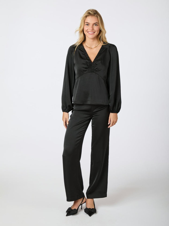 Neo Noir - Debra Heavy Sateen Pants - Black Bukser 